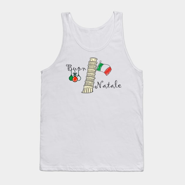 Buon Natale Christmas Italian Flag and Tower of Pisa Tank Top by TNMGRAPHICS